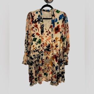 Alice + Olivia Burnout Velvet Floral Sheer Mini Dress | Size Small